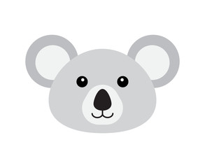 Vector flat cartoon koala face isolated on white background