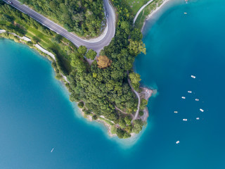Earth's line. A vertical perspective of the ground's colors and shapes. Drone aerial view of the...