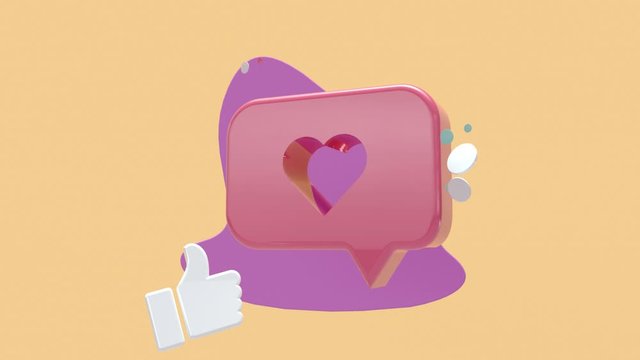 Icono flotante 3D me gusta - Redes Sociales - Animaci&oacute;n