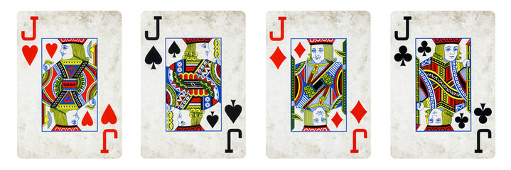 Four Jacks Vintage Playing Cards - isolated on white