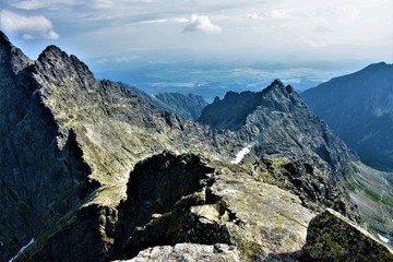 Fototapeta na wymiar View from mountain to ridge. Tatra Mountains, Slovakia.