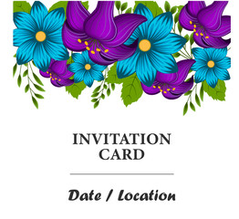 Invitation card with a floral background. Wedding invitations, parties, birthday. Bright flowers on a white background. Isolated vector illustration.