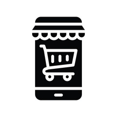 mobile shop and shopping trolley related to black friday vector in solid design