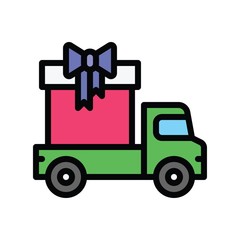 gift box and van related to black friday vector with editable stroke
