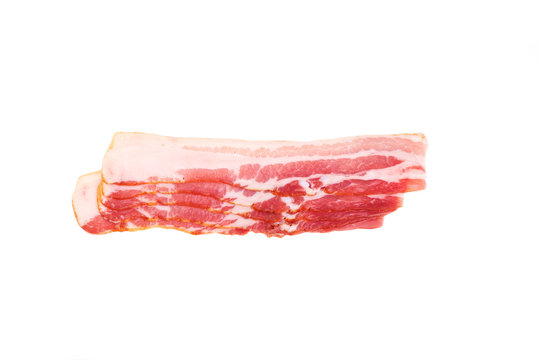 Rashers of bacon isolated on white background.