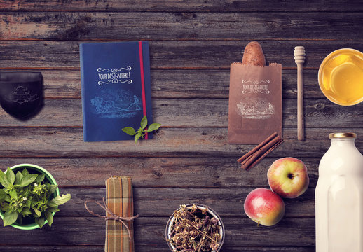 Organic Food Mockup Honey and Cinnamon