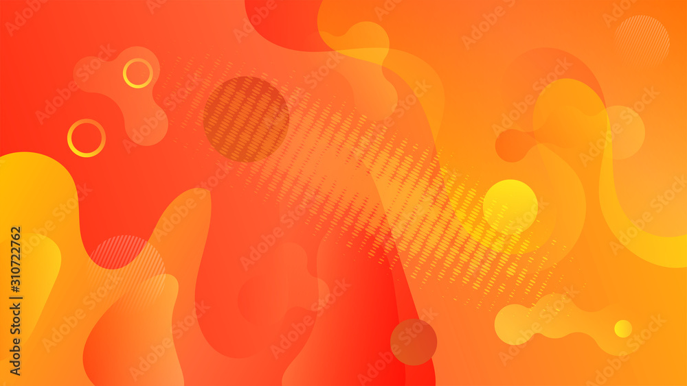 Poster abstract background in red and orange shades. 3d fluid shape illustration. vector template paper des