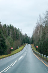 asphalt road in the autumn forest