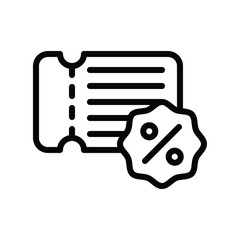 ticket and percentage tag or discount card vector in lineal style