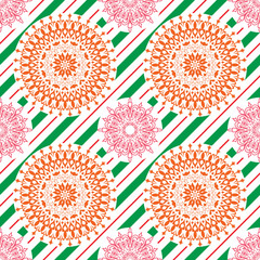 Seamless abstract background. Bright colorful decorative elements mandala.