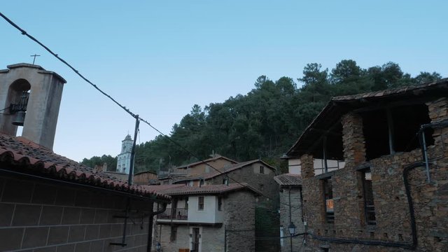 Typical stone houses in Robledillo de Gata in Extremadura, Spain