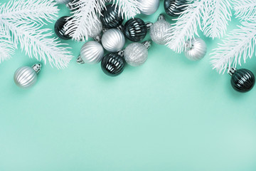 Christmas flatlay with baubles