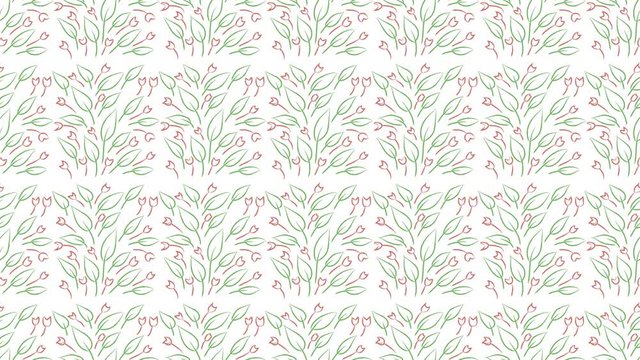 Animation of a pattern of flowers on a white background