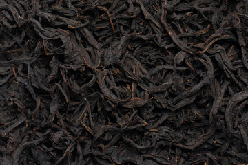 Large fermented leaves of willow-tea close-up