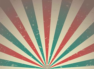Sunlight retro faded grunge background. red, blue and beige color burst background.