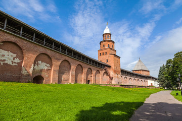 Fototapeta premium Old towers of Novgorod Kremlin, Russia
