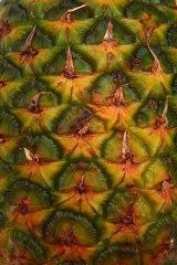 The texture of the peel of the pineapple. Close-up of fruit peel.