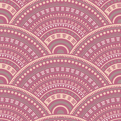 Ethnic circle shapes seamless geometric pattern. © SunwArt