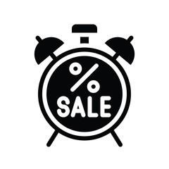 black friday related discount tag and sale time clock vector in solid design