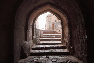 Fototapeta na wymiar Stairs up to the fort at Ranthambore, India 