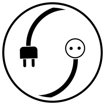Stromstecker, Stromdose, Kreis, Aufkleber Label, Elektriker, Logo, Icon