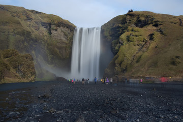 Waterfall with visitors