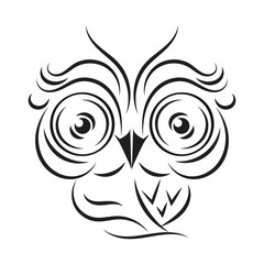 Owl Outline Emblem In Geometric . Line Icon. Suitable For Greeting Card, Poster Or T-shirt Printing.