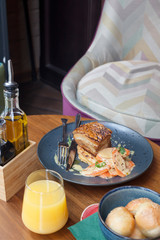 Roasted pork belly meat served in a restaurant