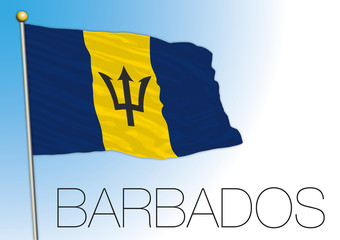 Barbados official national flag and coat of arms, vector illustration, caribbean © frizio