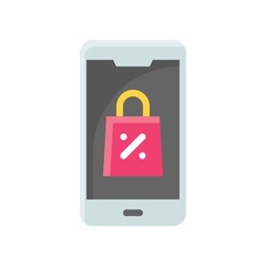 shopping bag and mobile vector in flat style