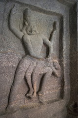 Cave 16 : Kailasa Courtyard, South Gallery - Narasimha , Man-lion incarnation of Vishnu. Ellora Caves, Aurangabad, Maharashtra, India