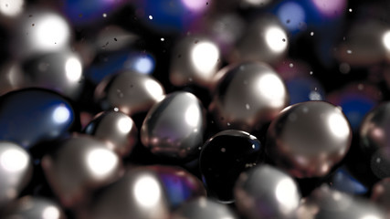 Beautiful background with beads, particles and simulation. 3d illustration, 3d rendering.