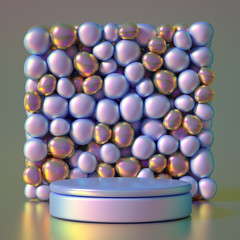Beautiful background with beads, particles and simulation. 3d illustration, 3d rendering.