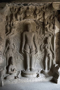 Cave 32 : Bahubali image with vines on his body, Ellora Caves, Aurangabad, Maharashtra, India