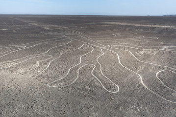 The Tree Nazca Line seen from observation deck, Peru	