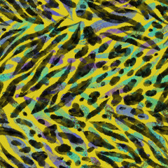 Geometric seamless pattern made of abstract elements and shapes. Animal skin tiger leopard fur print texture background. Grunge texture. Fashion design for textile and fabric.