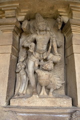 Fototapeta na wymiar Sculpture, Durga Temple. Dated 700 A D. Aihole, Karnataka, India