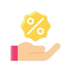 hand and percentage tag related to black friday vector in flat design