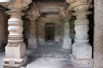 Hall and Pillar, Durga Temple. Dated 700 A D. Aihole, Karnataka, India