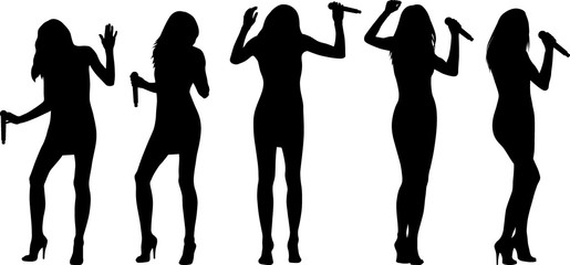 singing woman with microphone silhouettes