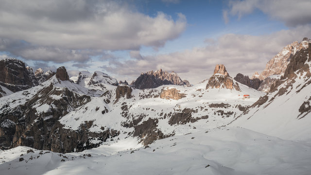 Beautiful autumn landscape in the Dolomites mountains, Italy.