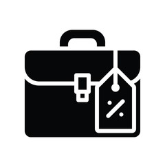 briefcase and discount tag relate to black friday with solid design