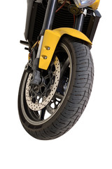 Obraz premium front view of a yellow sports motorcycle