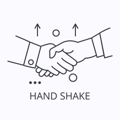 Hand shake thin line icon. Cooperation concept. Vector outline illustration