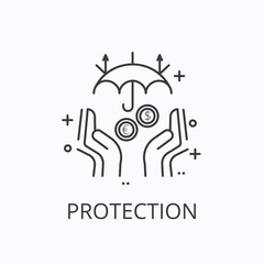Financial protection thin line illustration. Concept of money safety. Outline vector illustration