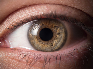 close up of human eye pupil