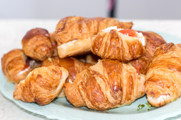 Croissant with salmon and cream