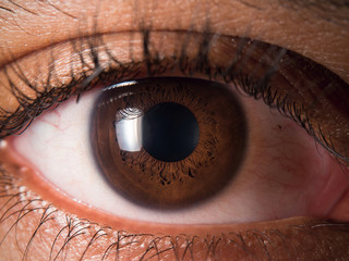 close up of human eye pupil