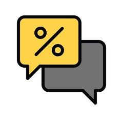 messages popup and discount tag vector with filled style