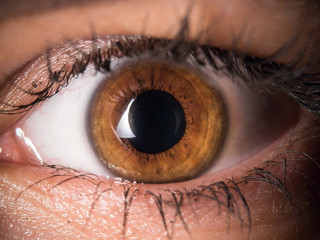 close up of human eye pupil